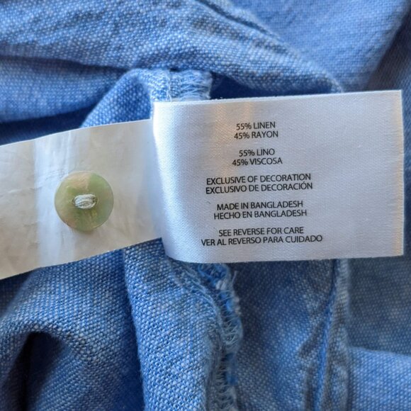 Orvis linen blend long sleeve button down shirt with tab sleeves - Picture 11 of 12